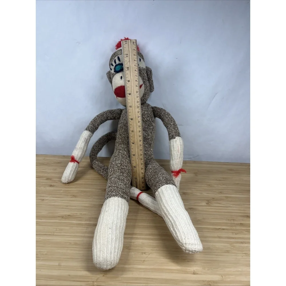 Vintage‎ Sock Monkey Doll Knit Plush Red Heel Style Handmade 20